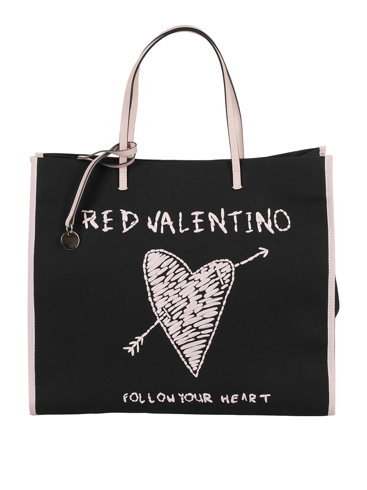 Red Valentino Tote Bag With Raffia Embroidery In Black | ModeSens