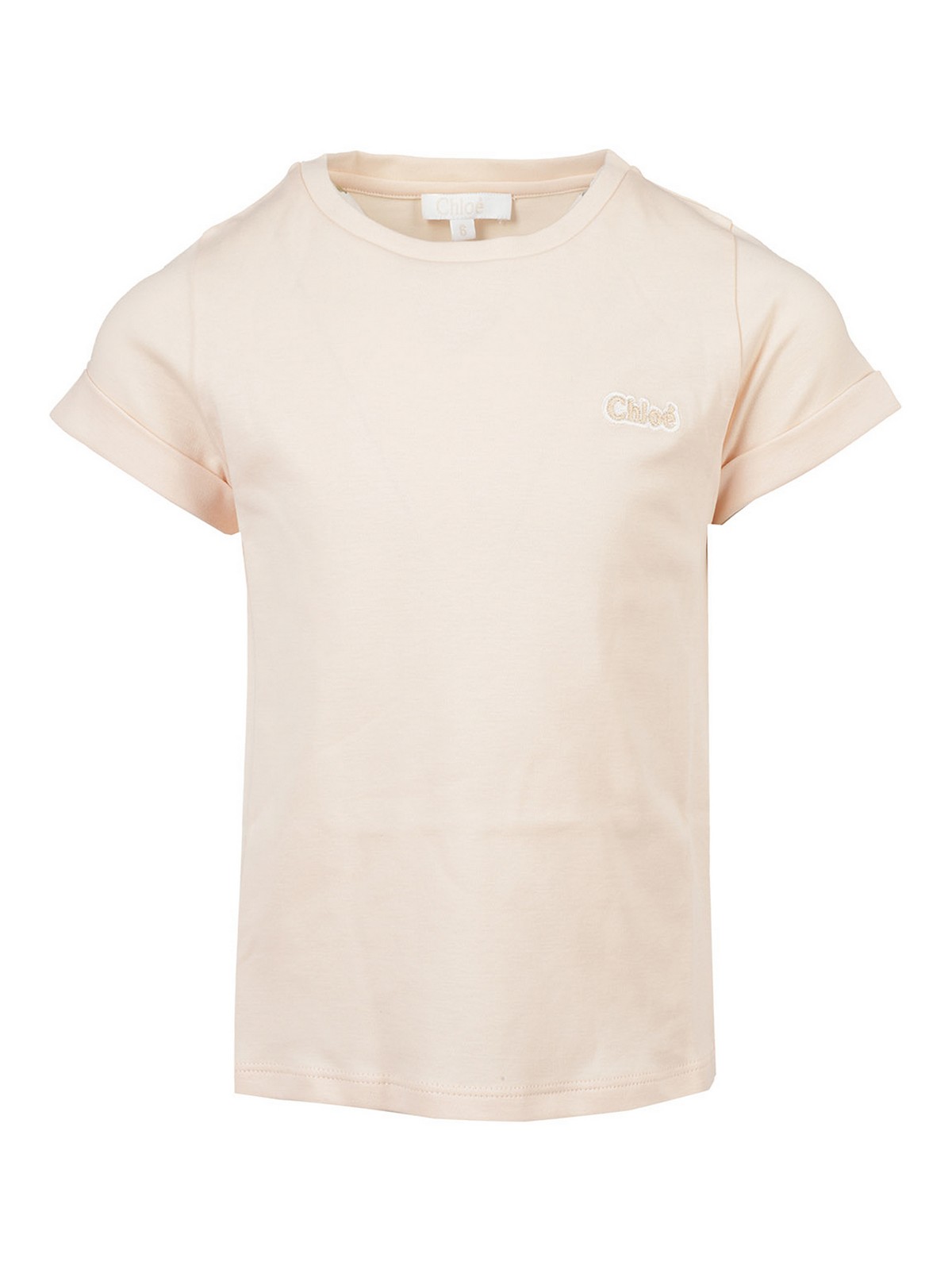 CHLOÉ COTTON T-SHIRT WITH LOGO EMBROIDERY