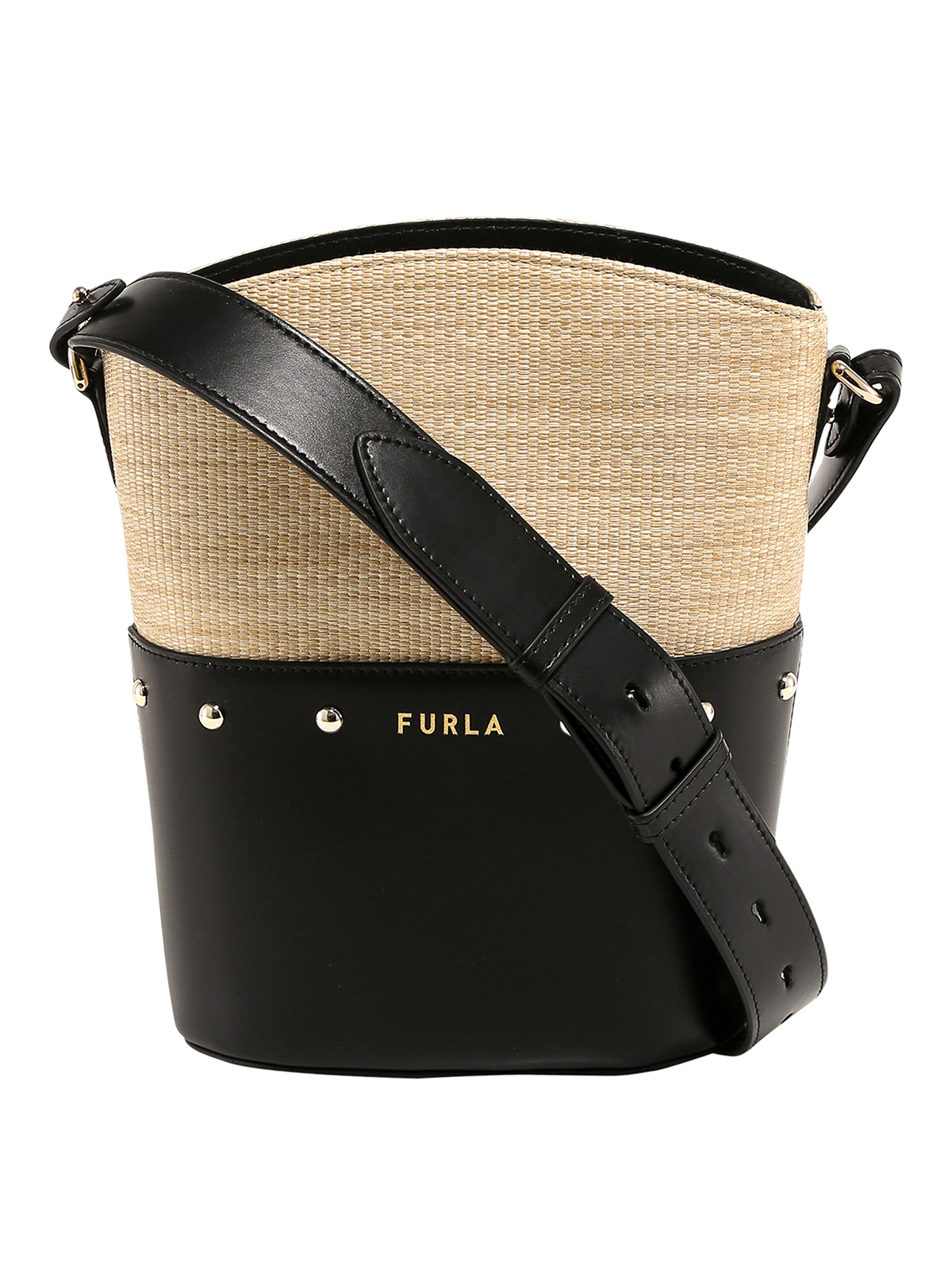 FURLA RAFFIA AND LEATHER TOTE BAG