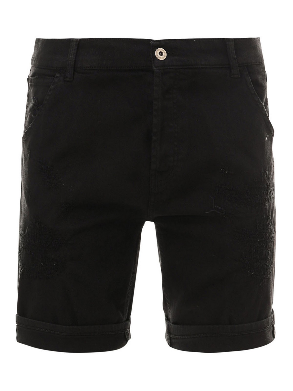 DONDUP BLACK COTTON BERMUDA SHORTS