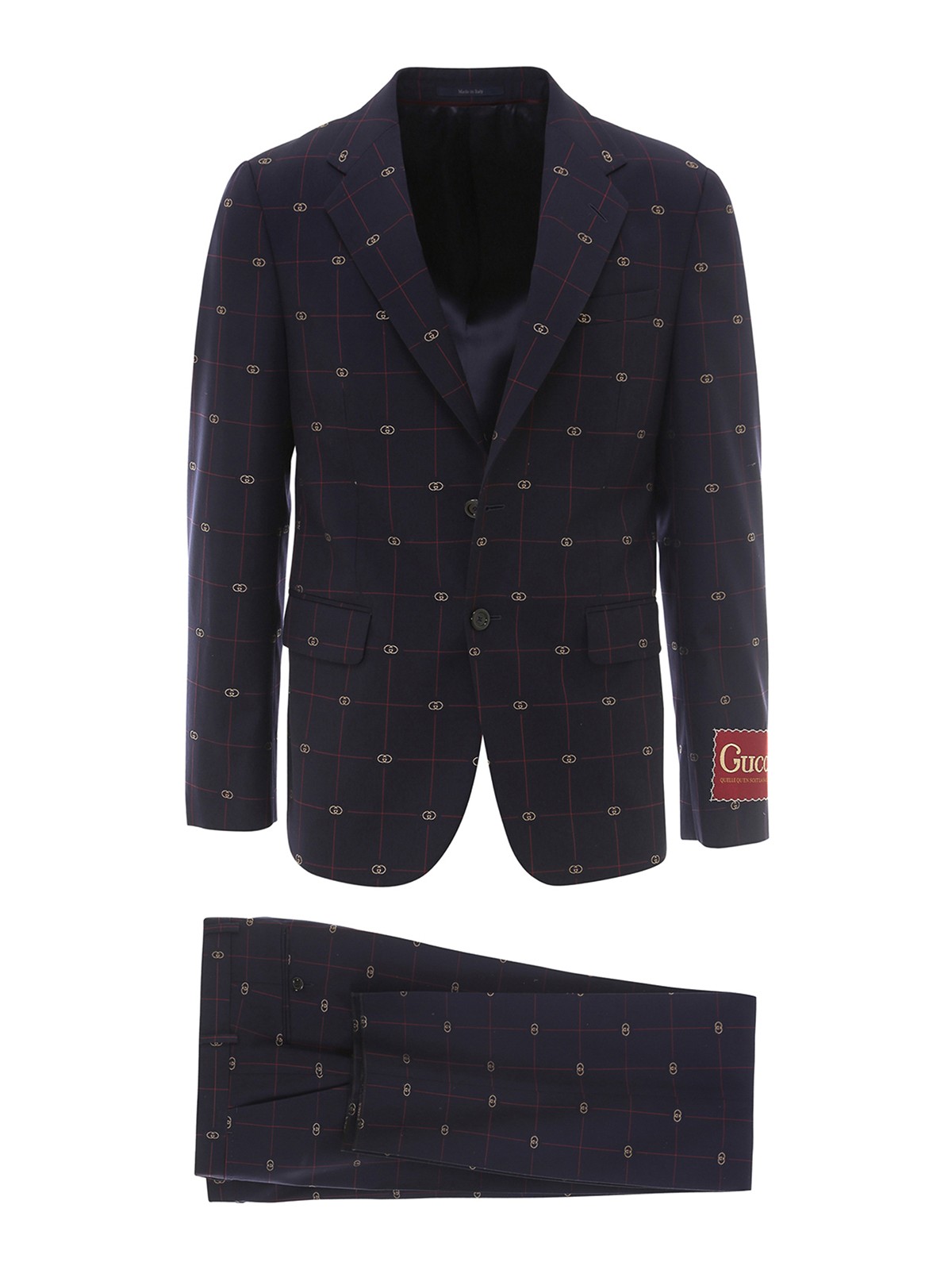 Gucci Gg Pattern Wool Suit In Blue