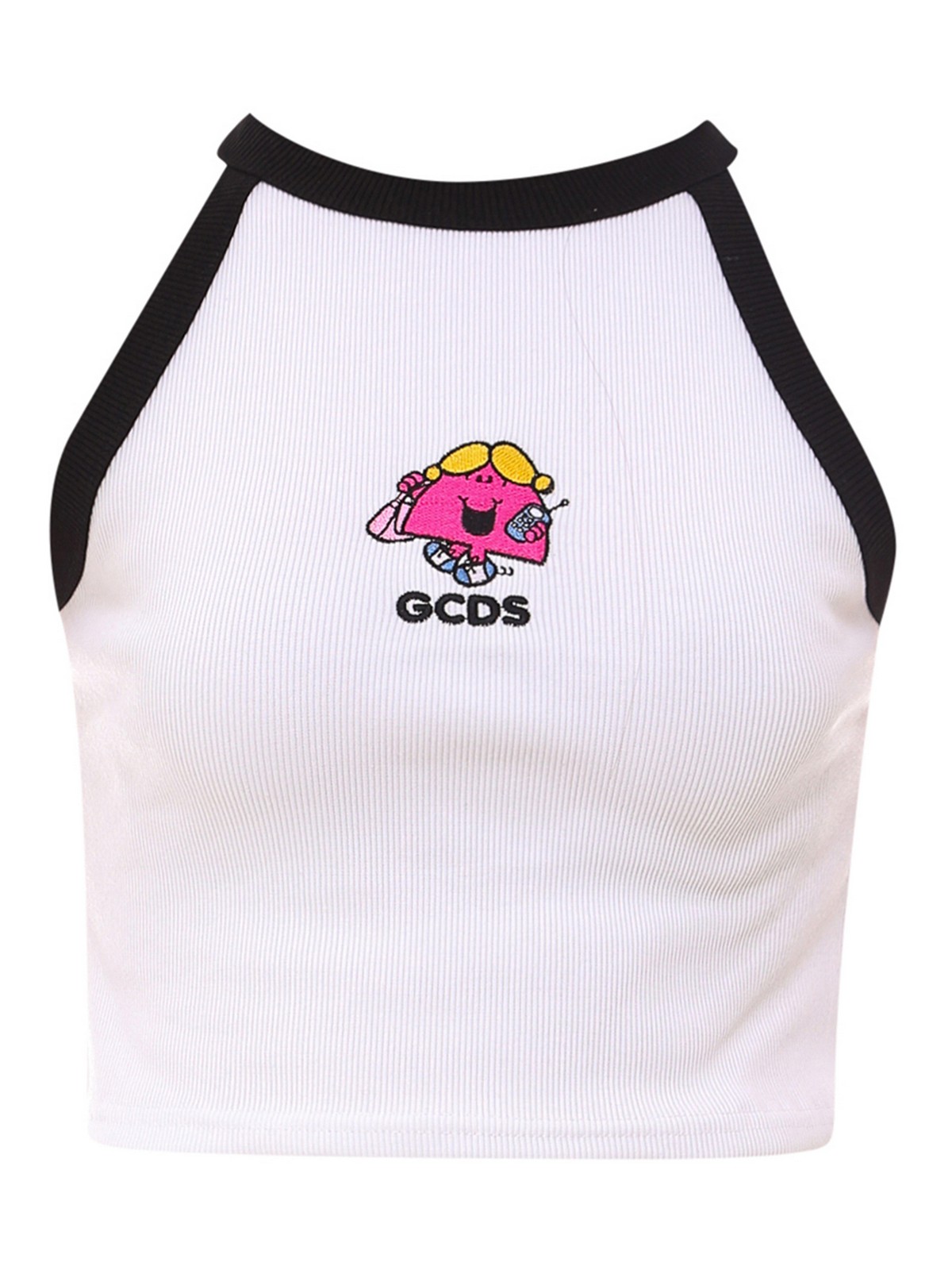 GCDS EMBROIDERED LOGO CROPPED TOP