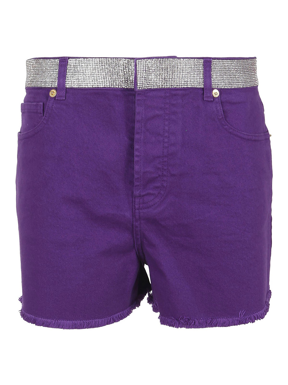 Crystal belt denim shorts 