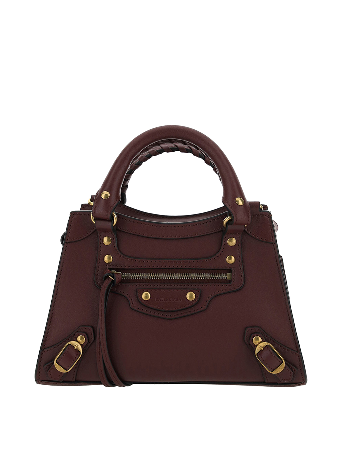 Balenciaga Neo Classic Leather Handbag In Burgundy In Dark Red