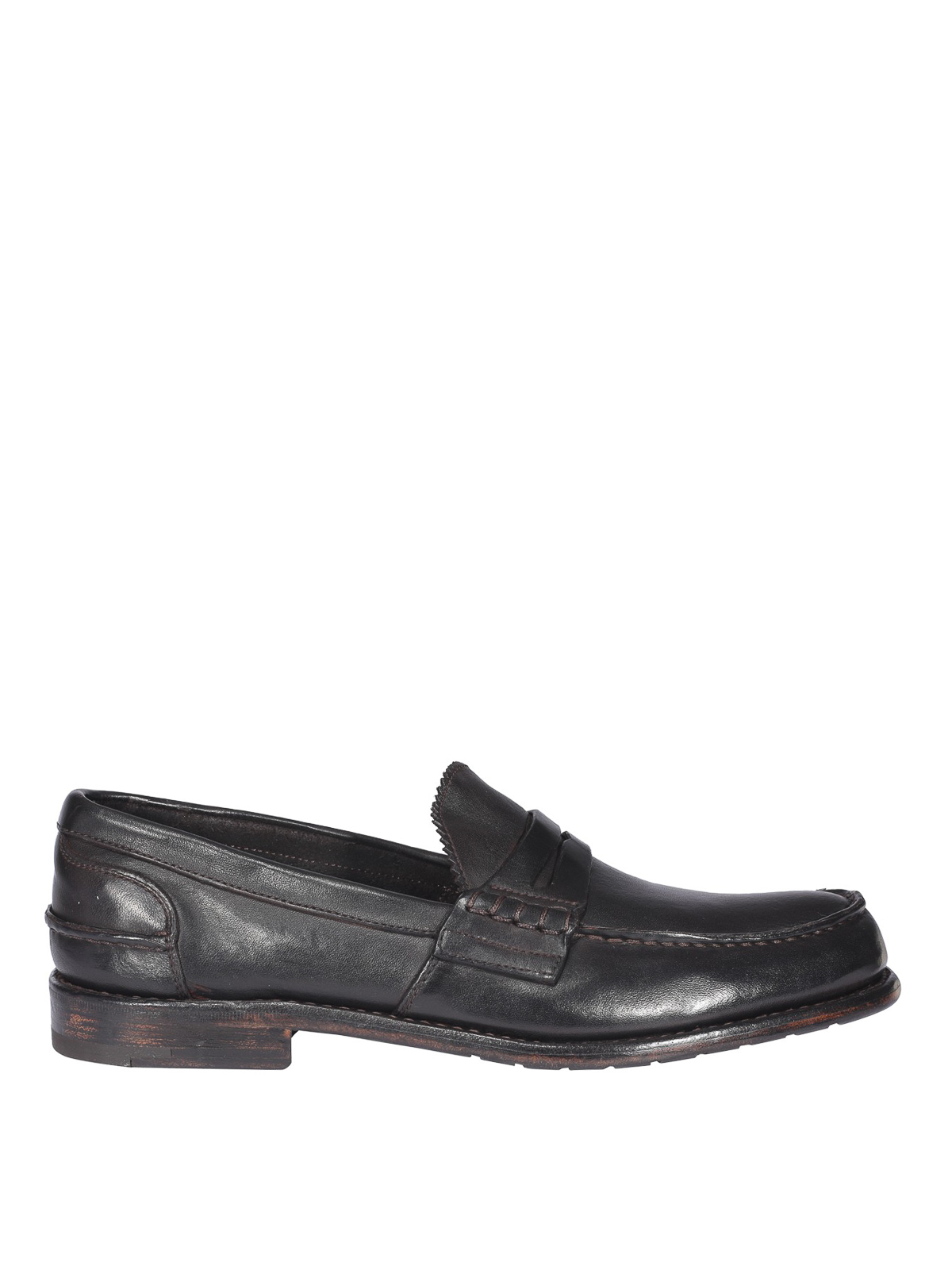 Premiata Vintage Finish Penny Loafers In Dark Brown | ModeSens