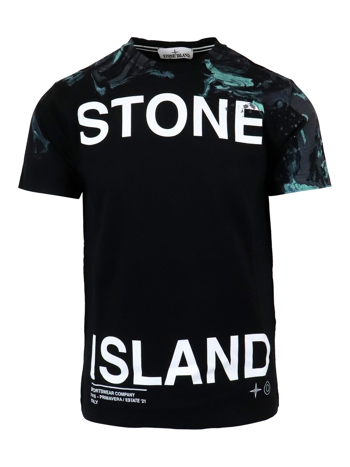 Stone Island Logo Printed T-shirt In Black