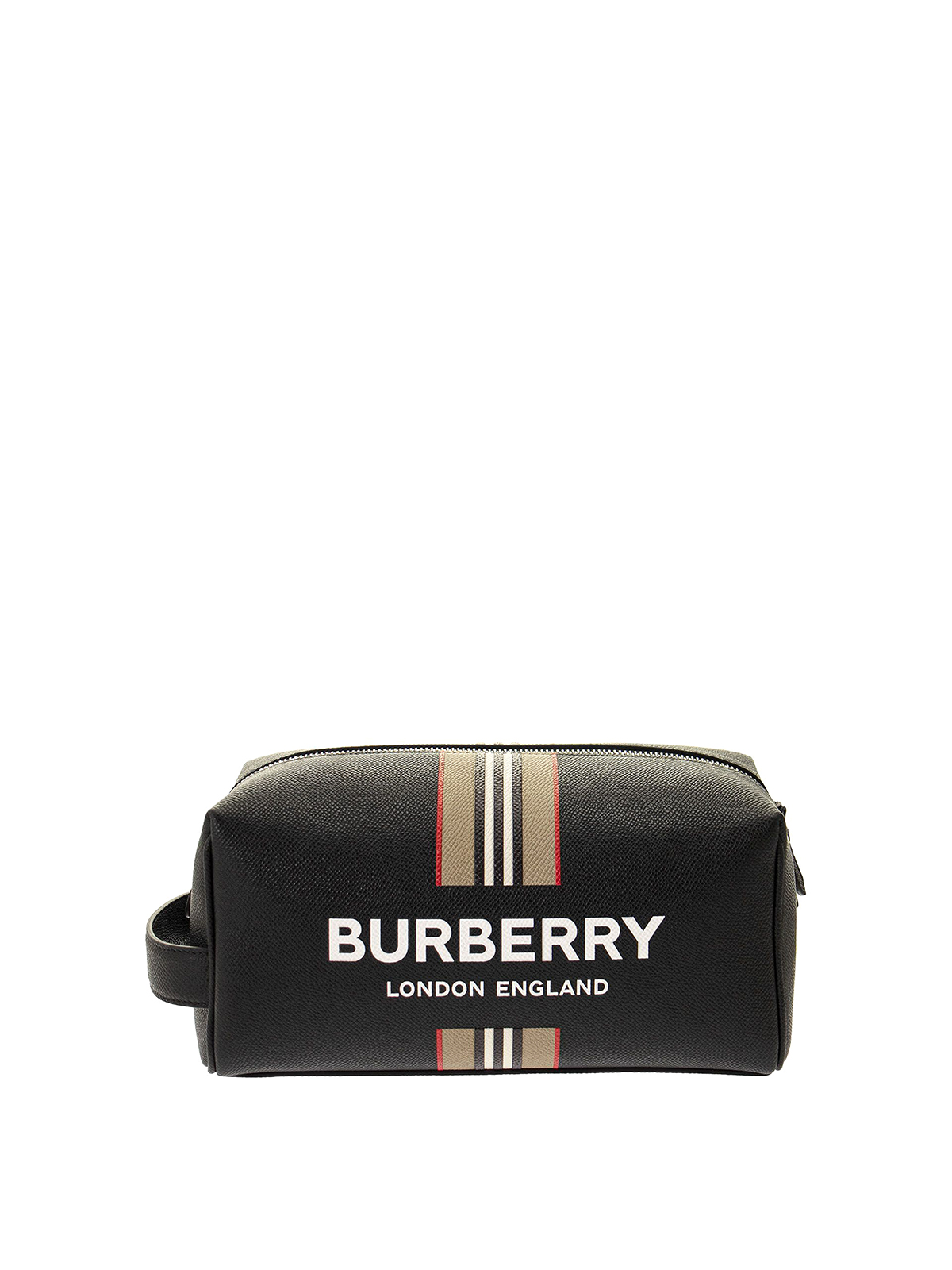 BURBERRY ICON STRIPE PRINT LEATHER POUCH
