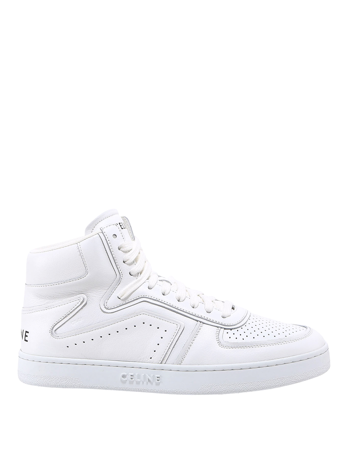 Celine White High Top Leather Sneakers | ModeSens