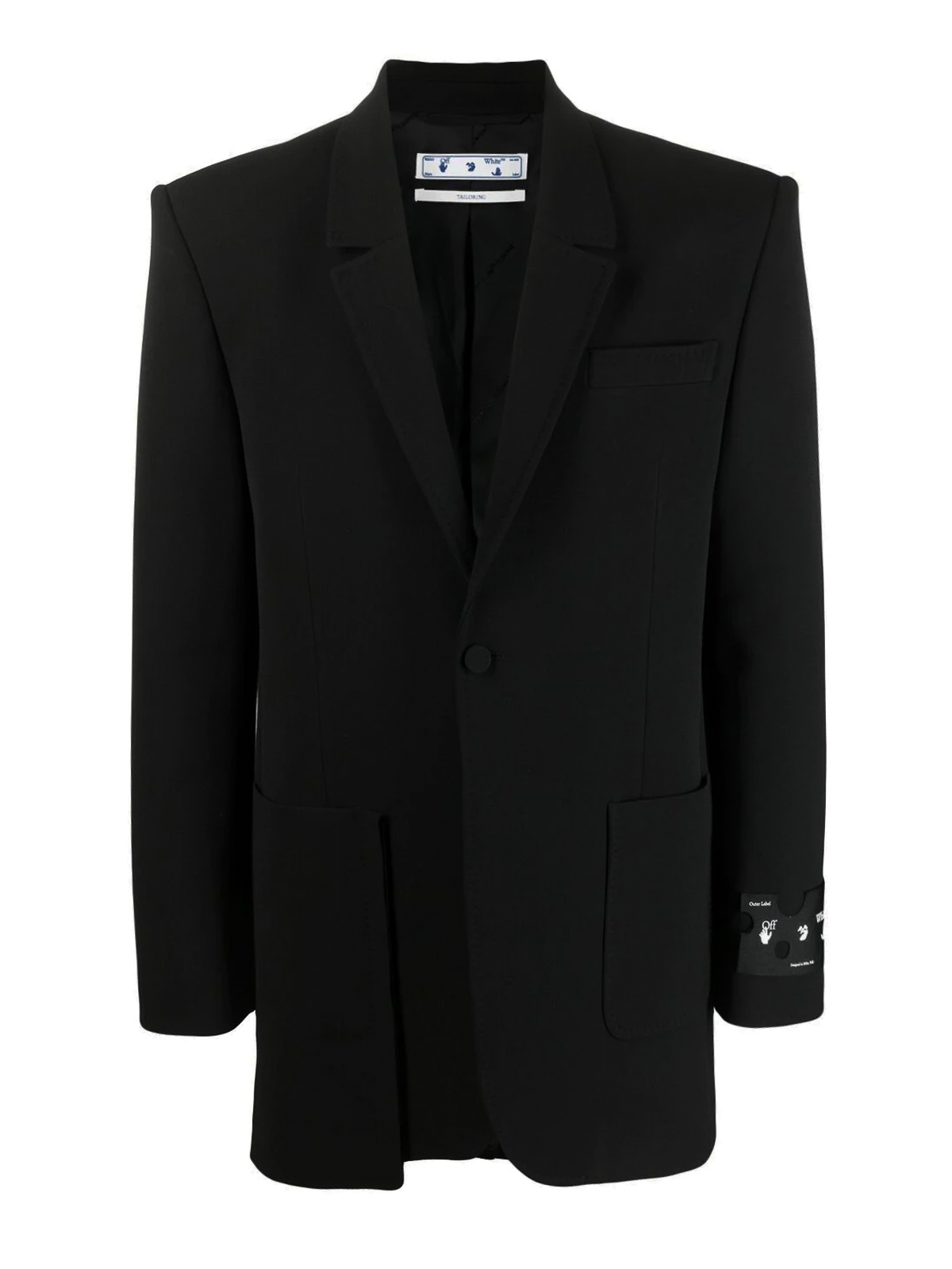 OFF-WHITE VISCOSE-BLEND SINGLE-BREASTED BLAZER