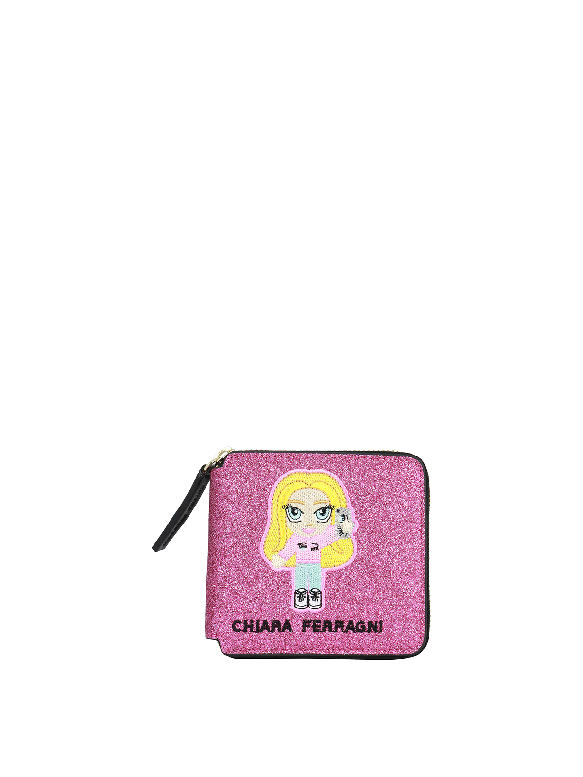 Chiara Ferragni Kids' Cfmascotte Glittered Wallet In Fuchsia