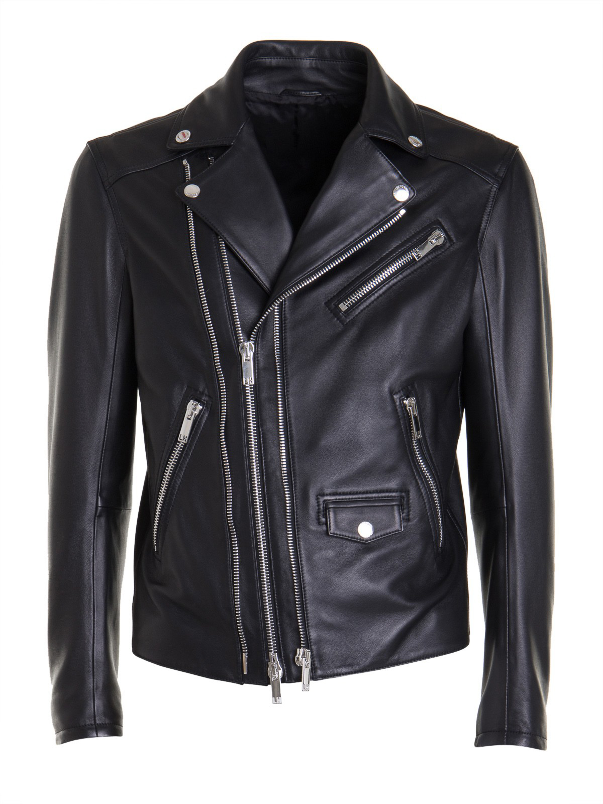 Leather jacket Les Hommes - Black leather biker jacket - LKL220158U9000