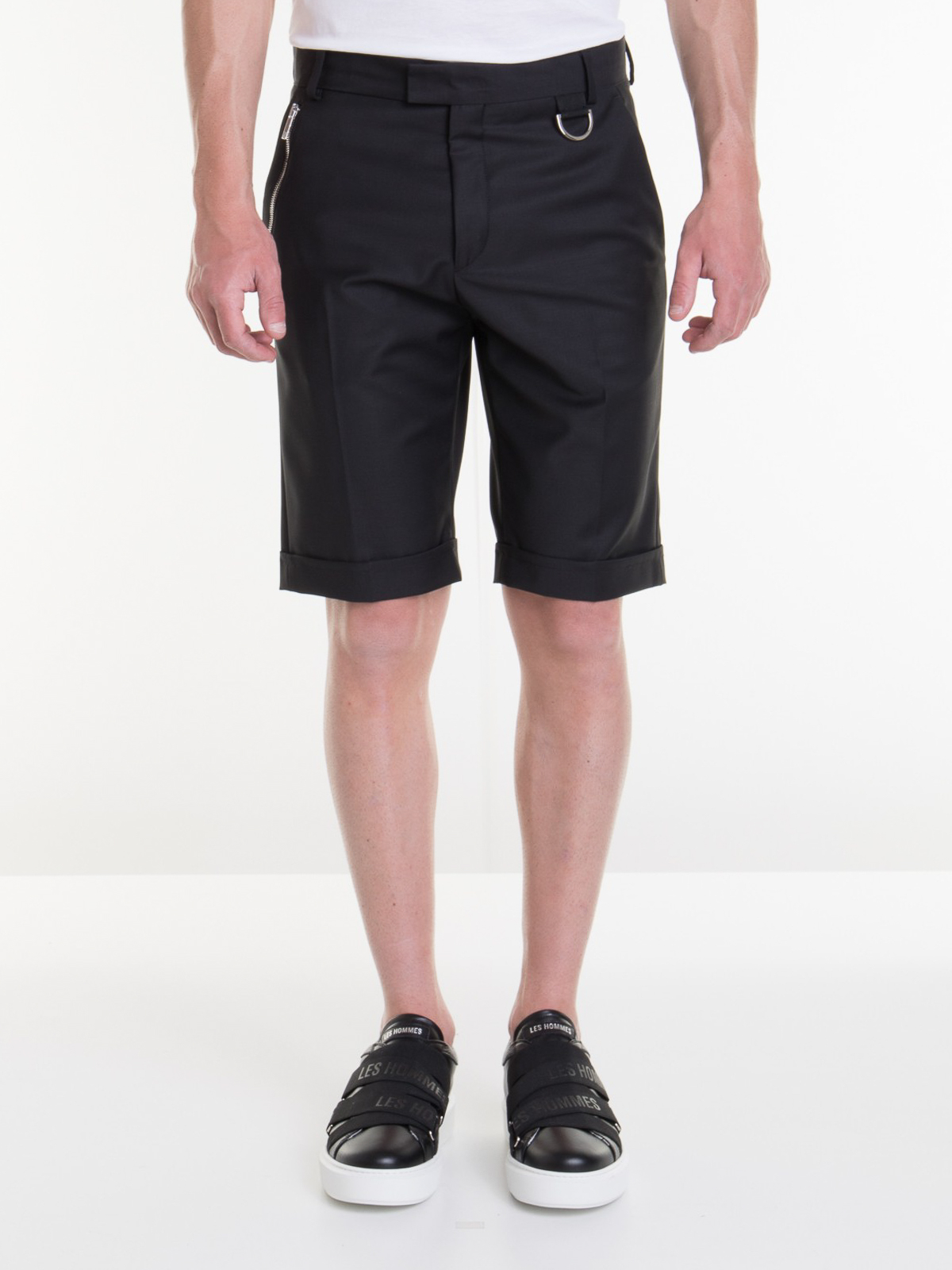 Les Hommes - Black wool bermuda shorts 
