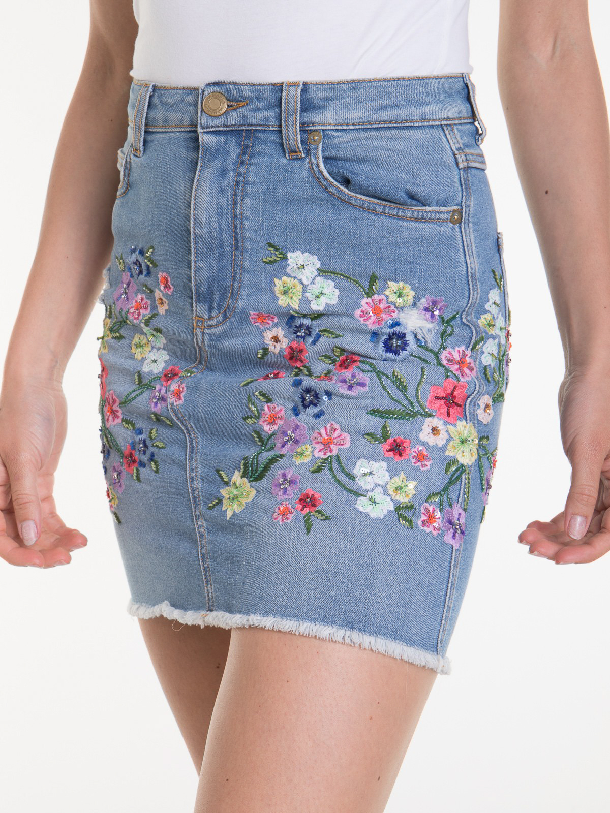 embroidered denim skirt uk