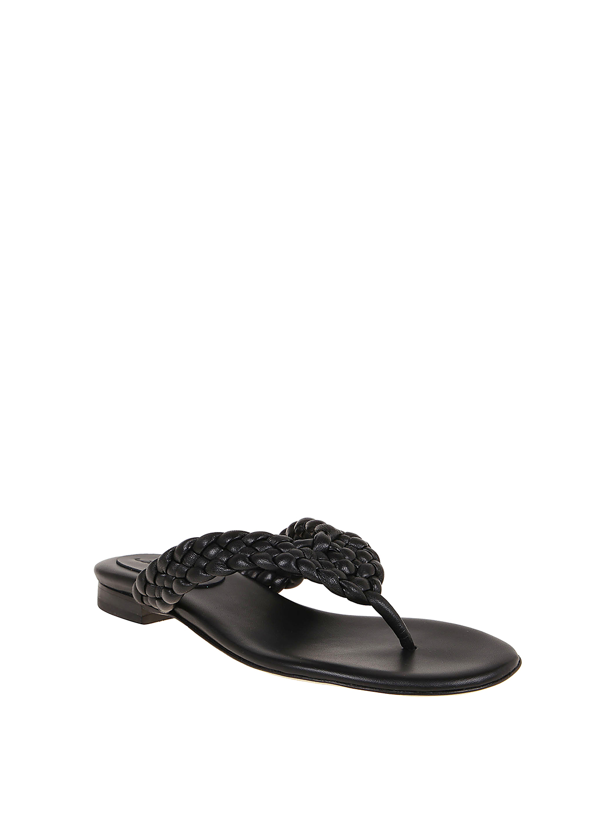 Sandals Anna F. - Woven leather thong sandals - 3265NERO | iKRIX.com