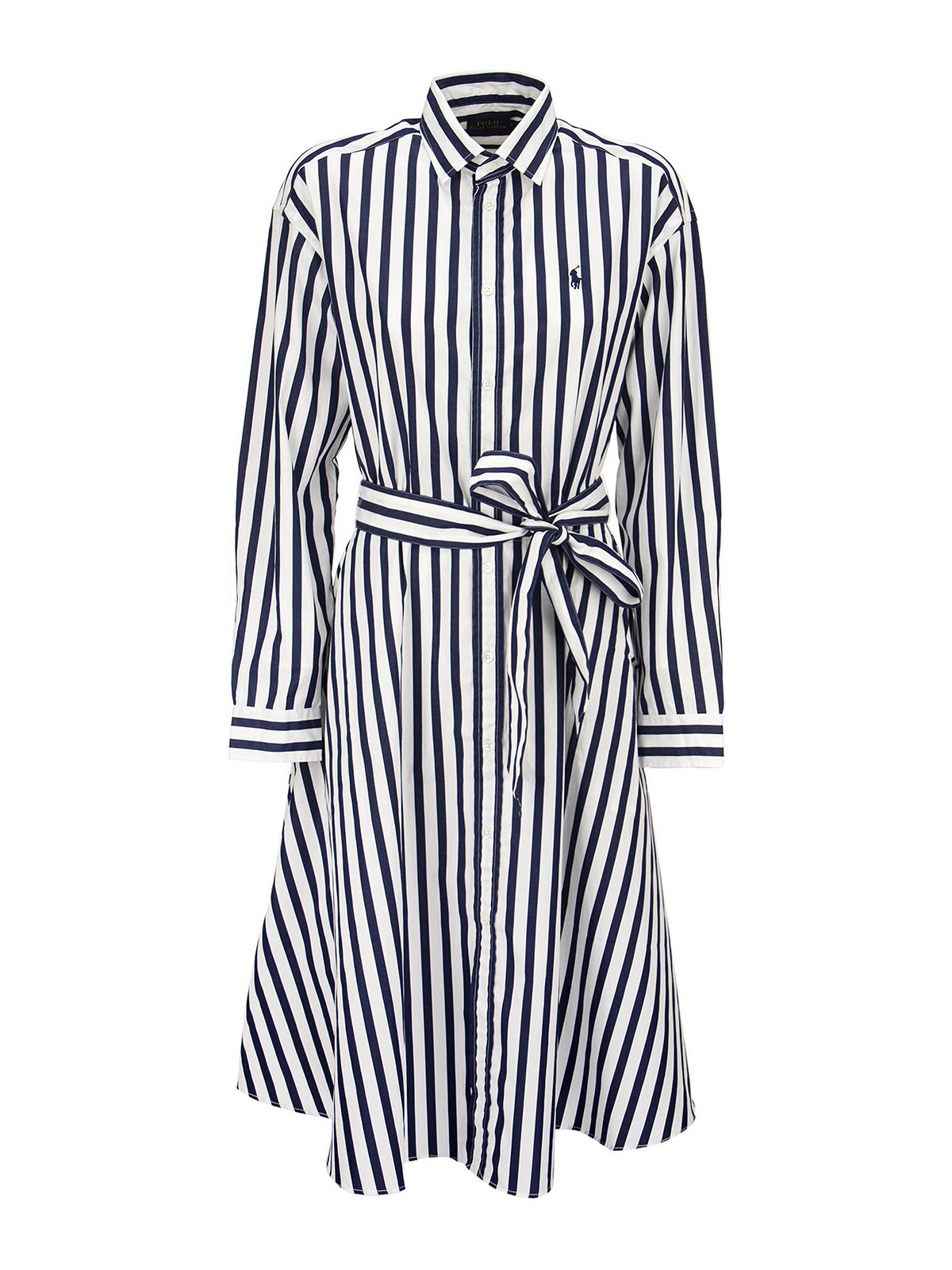 Knee length dresses Ralph Lauren - Striped shirt-dress with belt ...