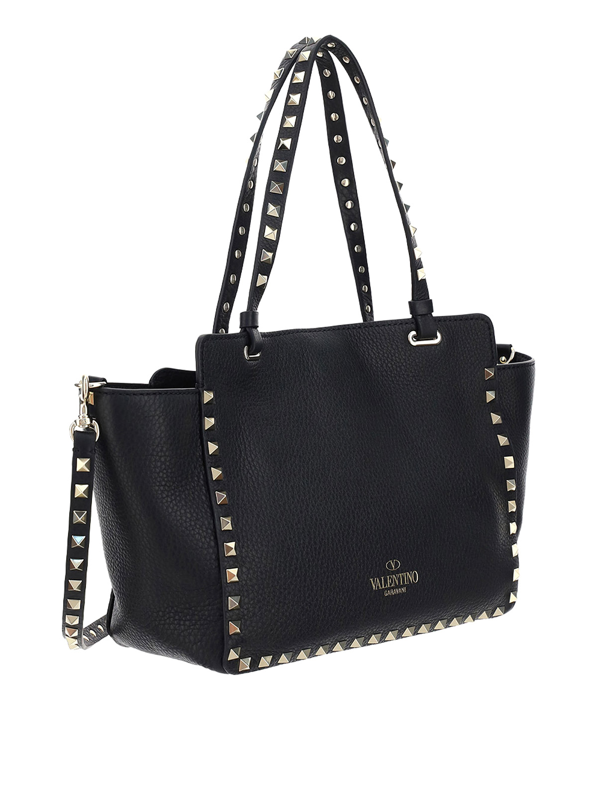 Valentino Garavani rockstud small tote beige - shoebaloo.nl/