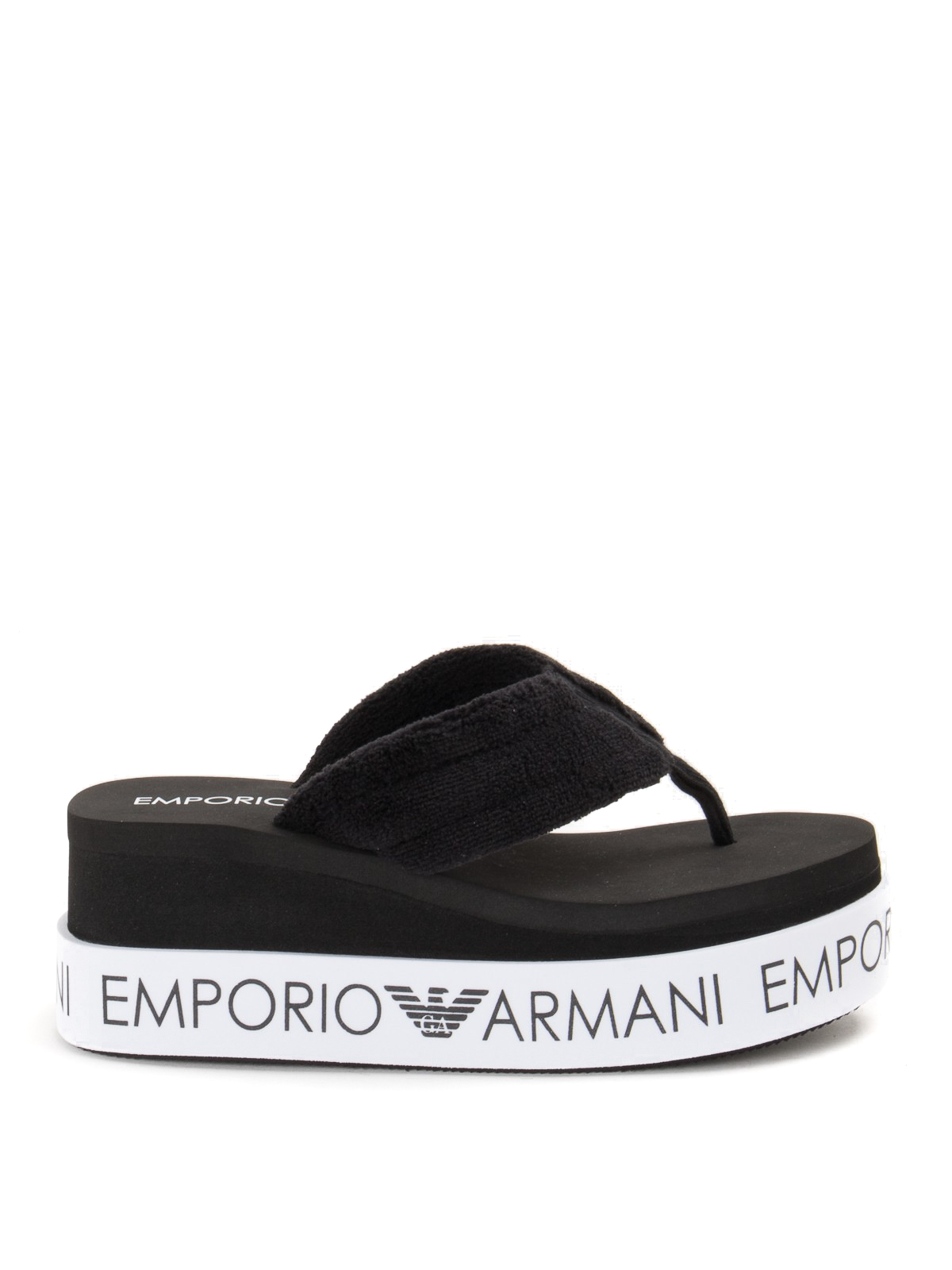 Flip Emporio Armani - Logo print platform flip flops - X3QS07XM764N611