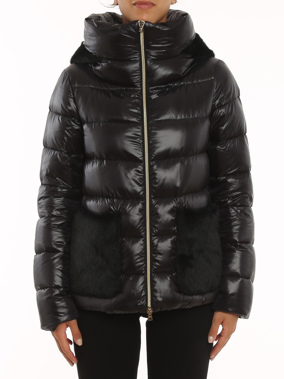 faux fur collar padded jacket