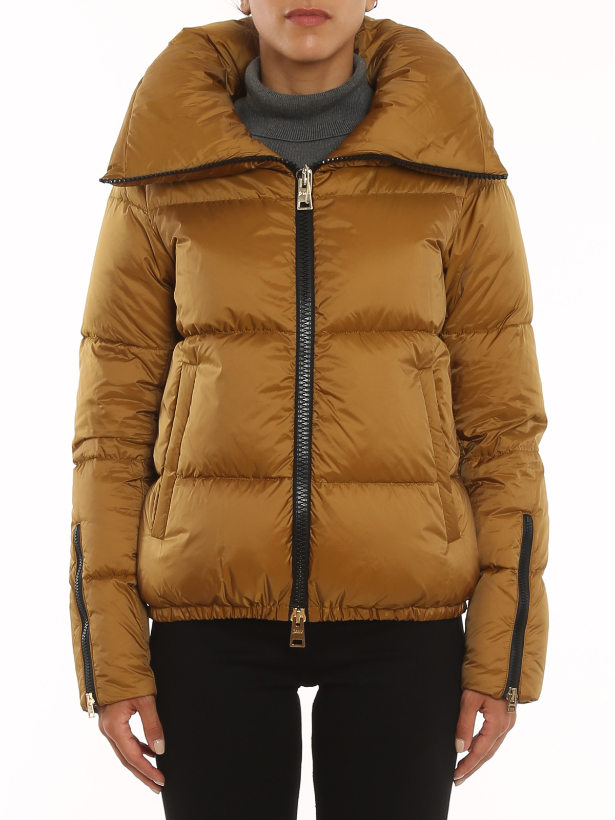 tan puffer jacket with hood