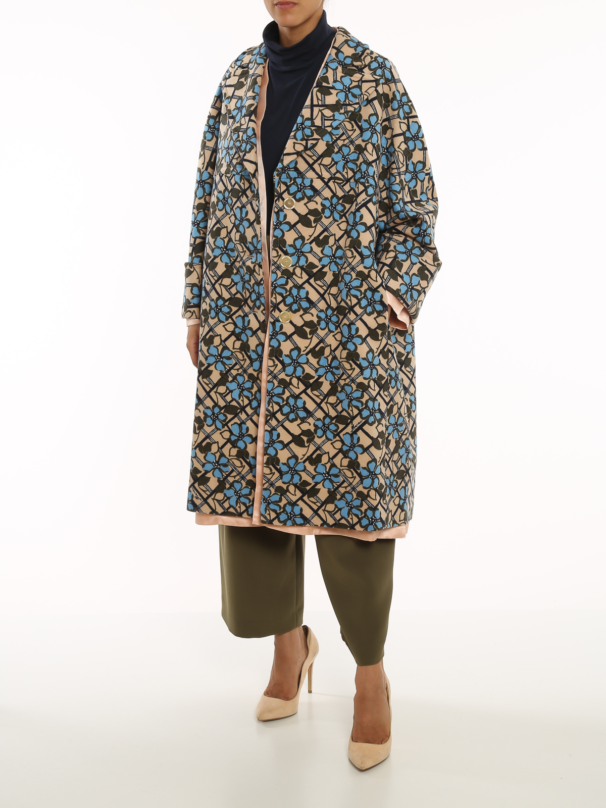 Knee length coats Marni - Floral print single-breasted coat 