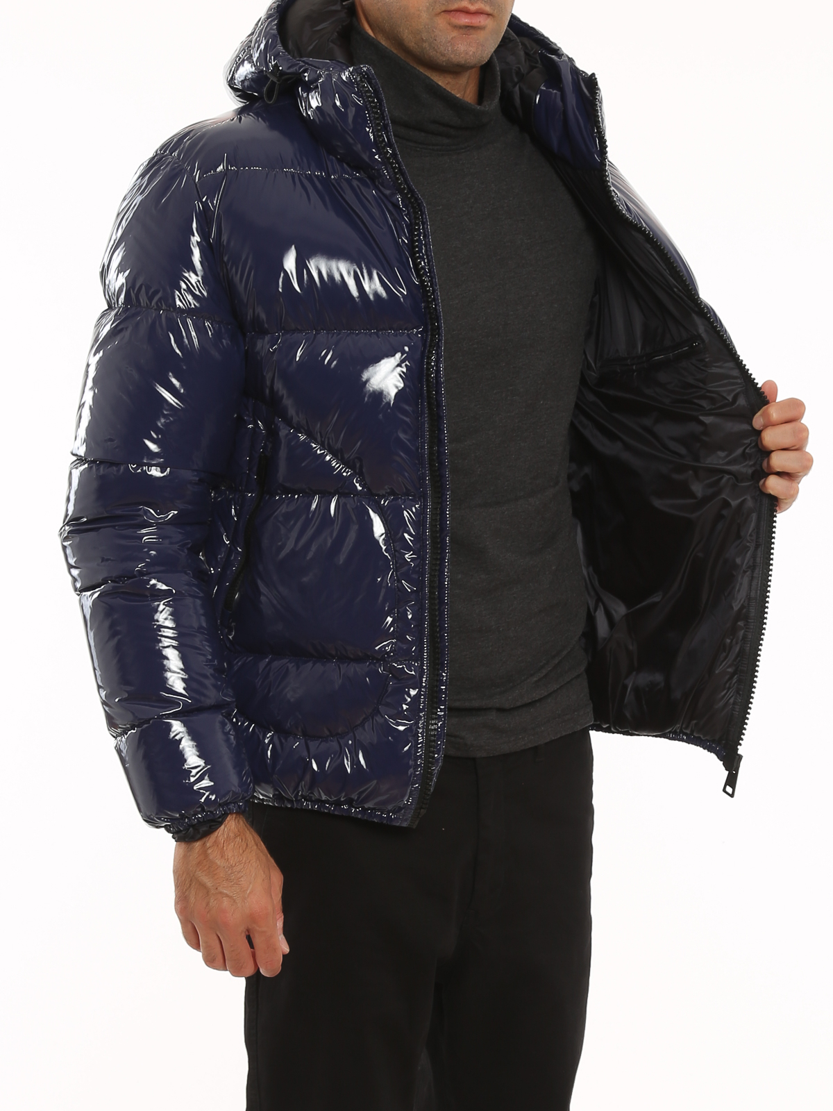 herno hooded glossy down puffer coat