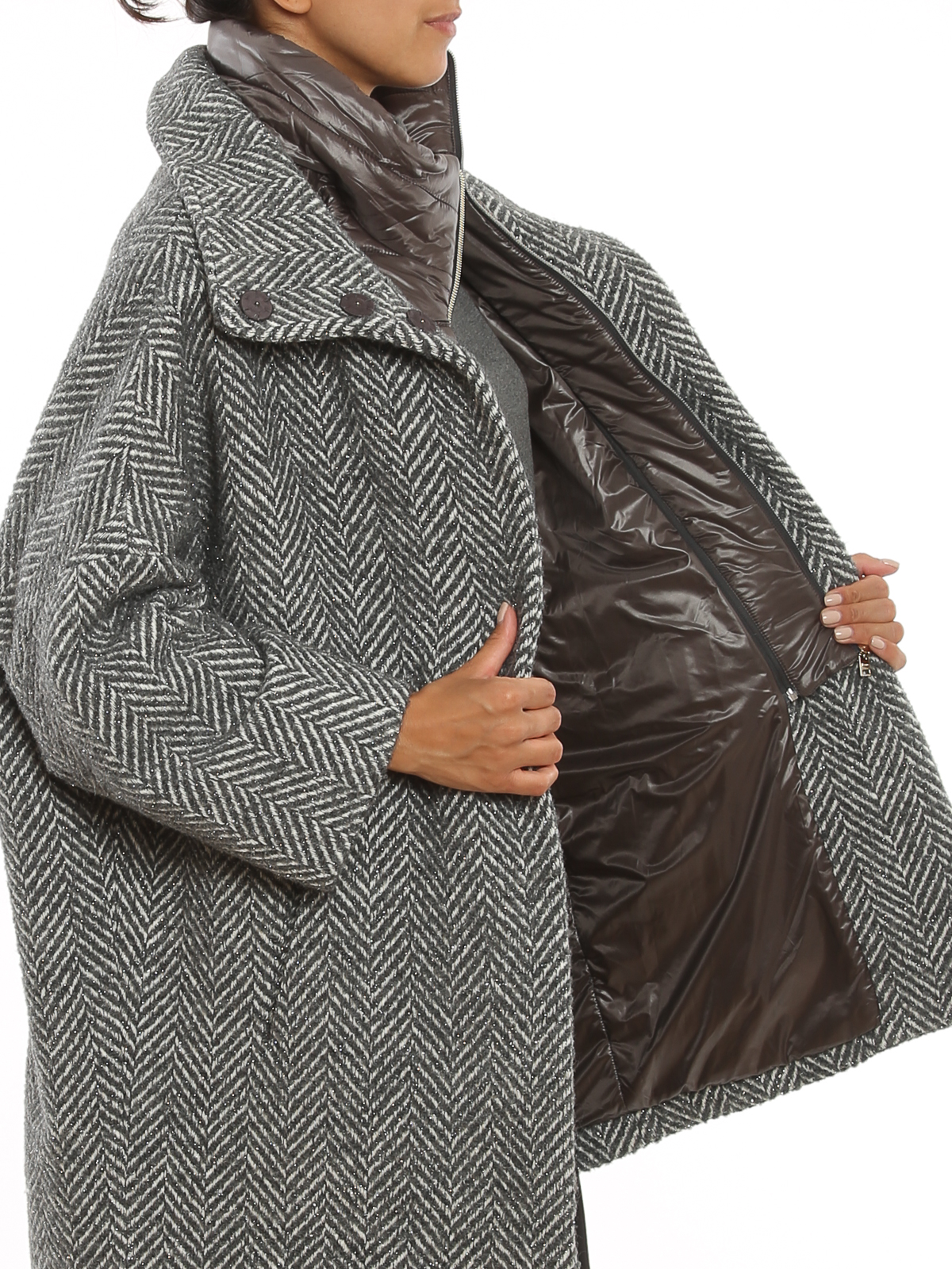 plus size herringbone coat