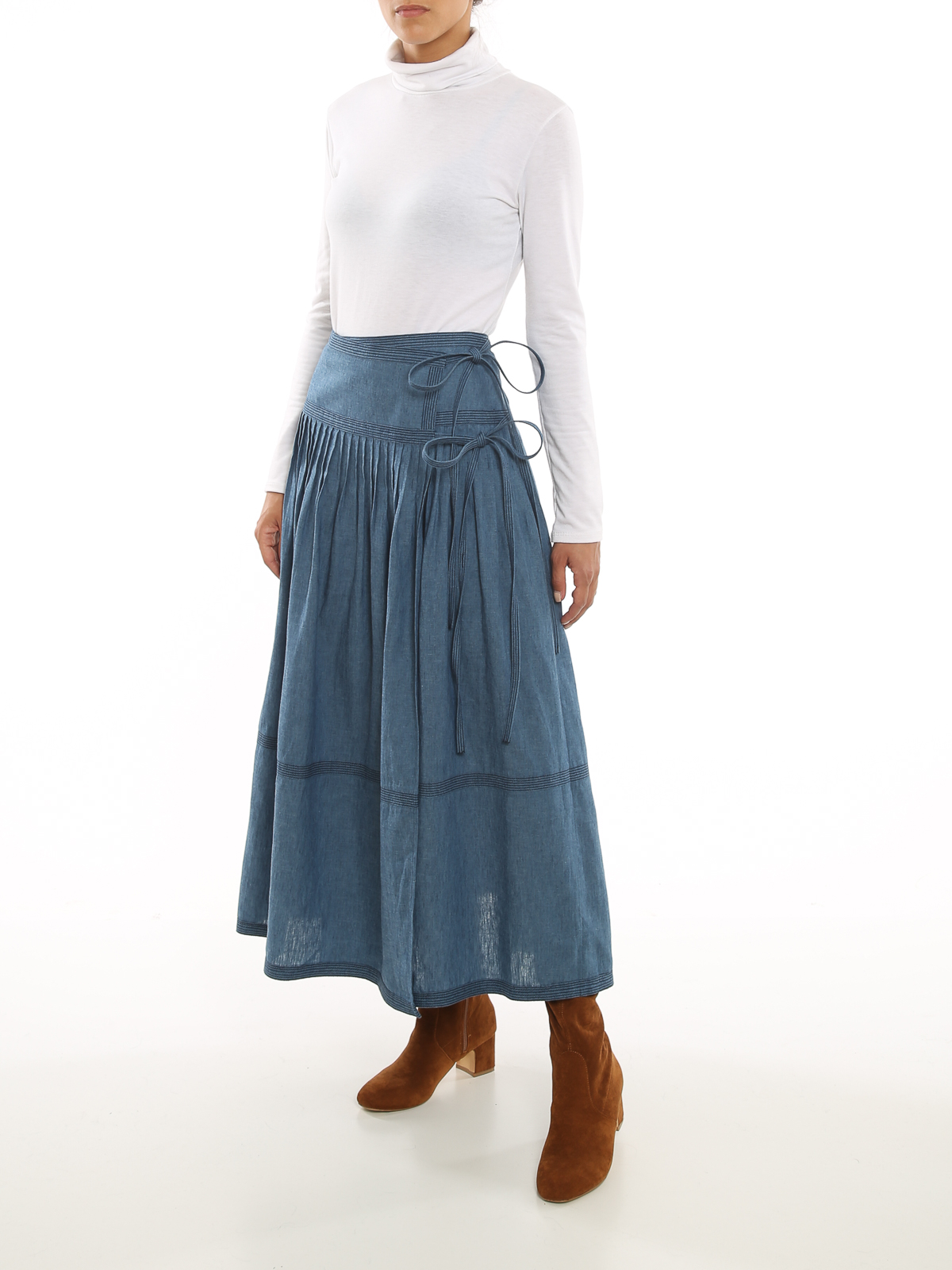 Knee length skirts & Midi Tory Burch - Pintuck-detail skirt - 84288457
