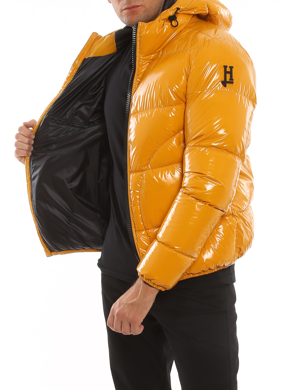 herno hooded glossy down puffer coat