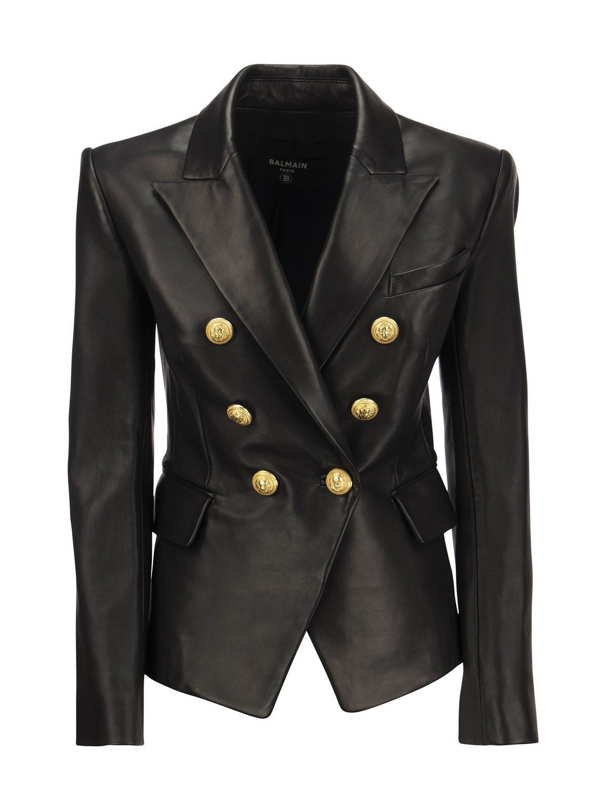 balmain blazer leather