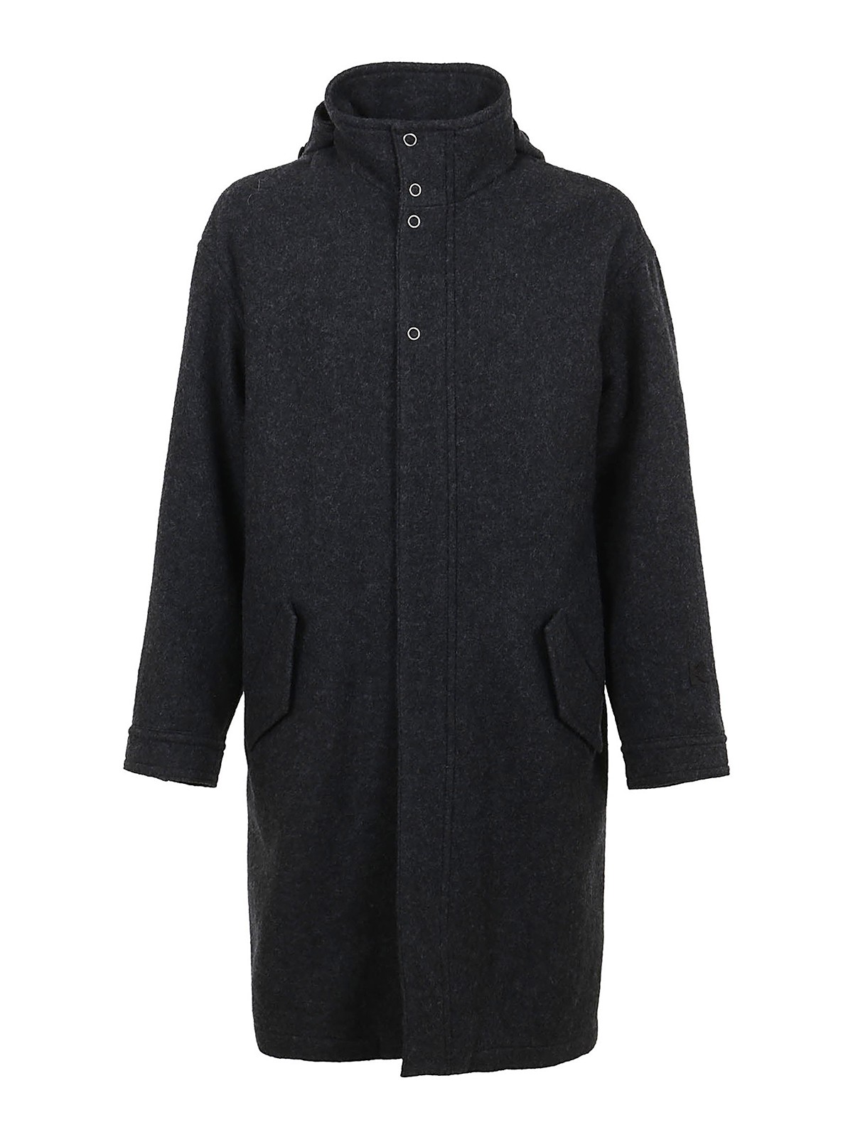 Knee length coats Kenzo - Wool coat with removable hood - FB65MA0119CB97