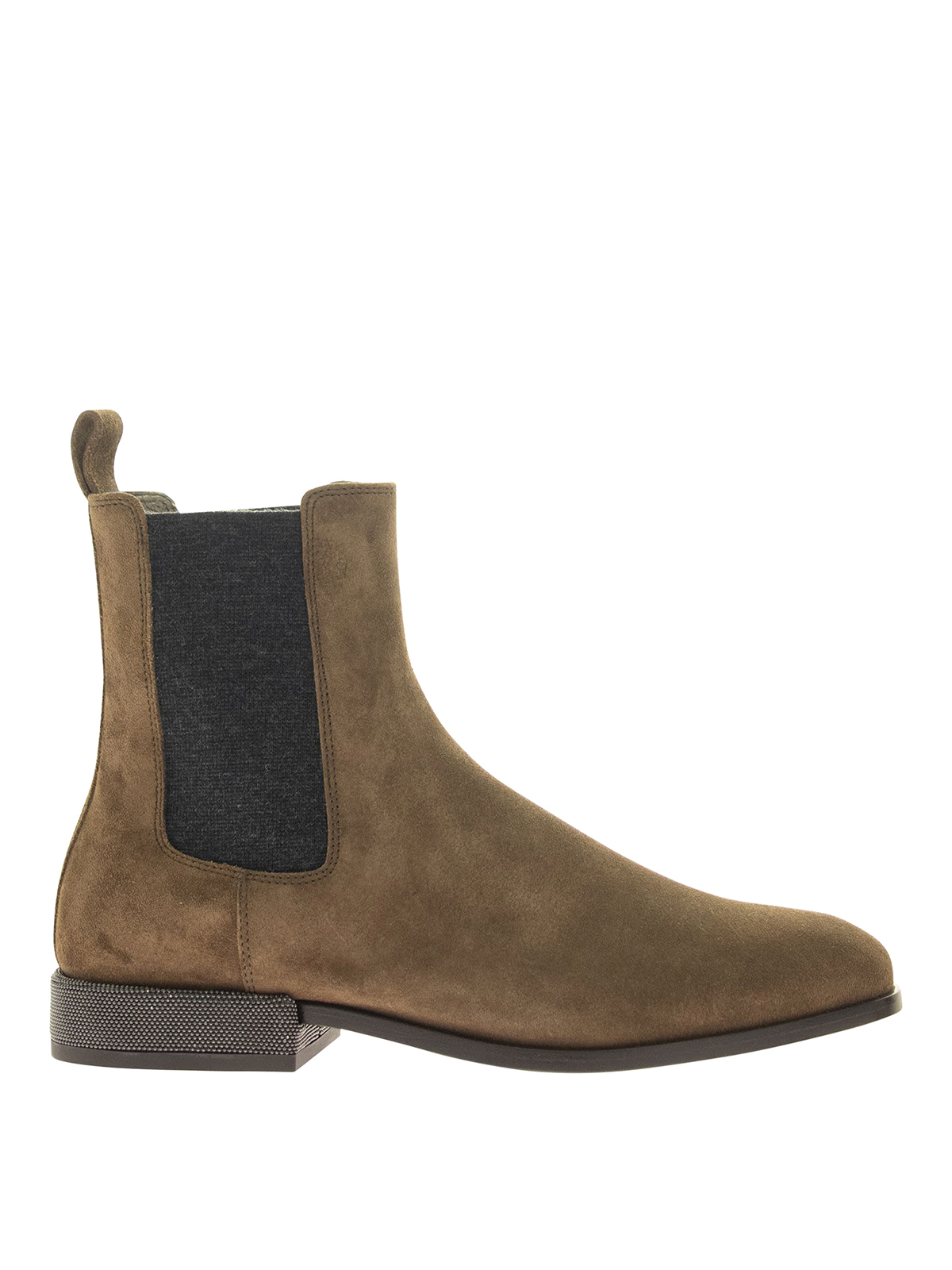 Ankle boots Brunello Cucinelli - Suede chelsea boots with precious heel ...
