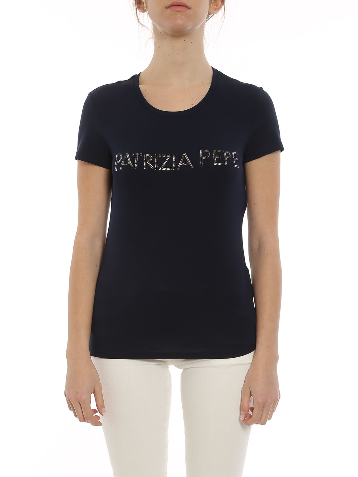 T-shirts Patrizia Pepe - Rhinestone logo T-shirt - 8M1419J013C475