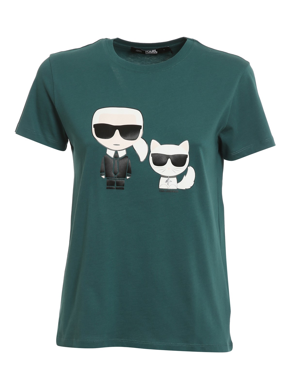 Koe Bel terug jazz T-shirts Karl Lagerfeld - Ikonik Karl and cat print T-shirt - 210W1724652