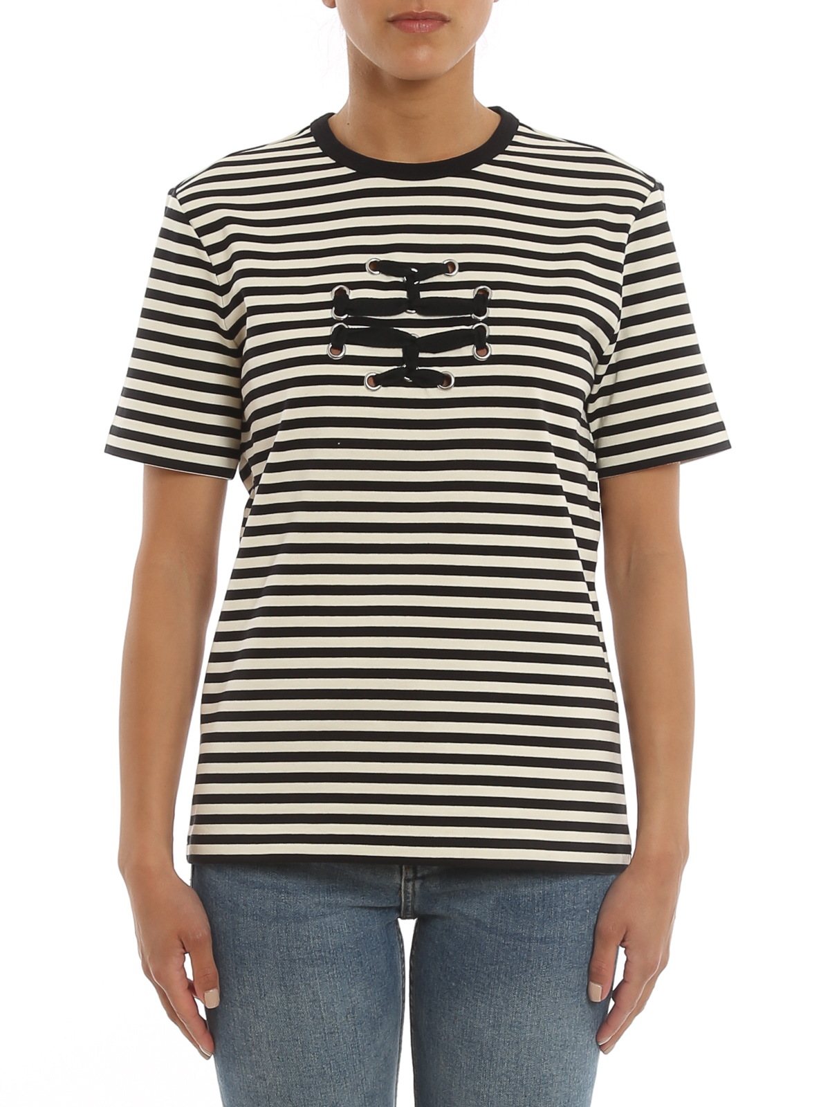 T-shirts Tory Burch - Woven logo striped T-shirt - 135575005 