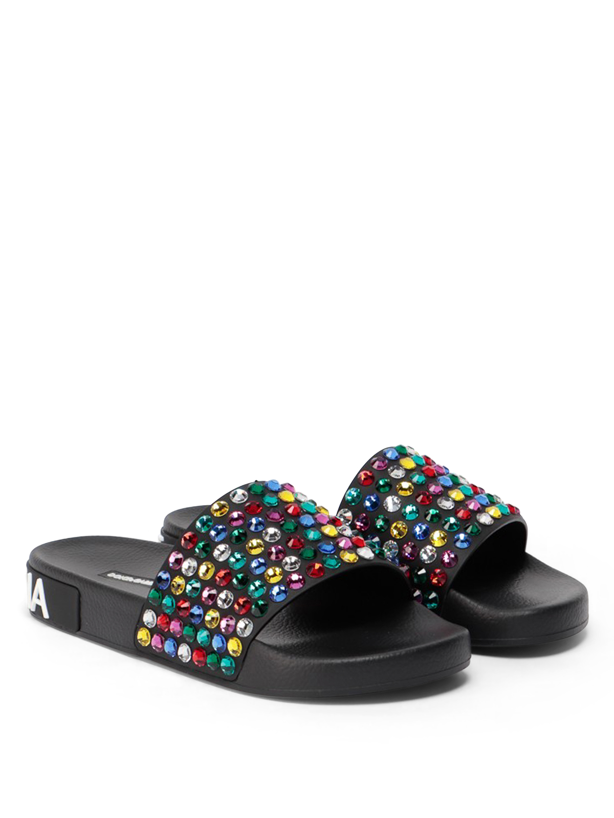 Sandals Dolce & Gabbana - Rhinestones beach slides - CW1990AY7828S574