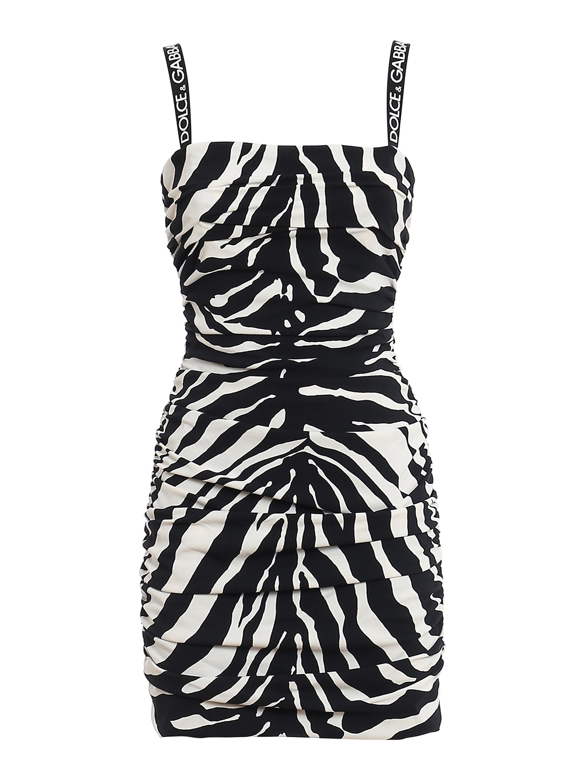 Short dresses Dolce & Gabbana - Zebra-striped draped dress -  F6AFETFSIAZHWAGN