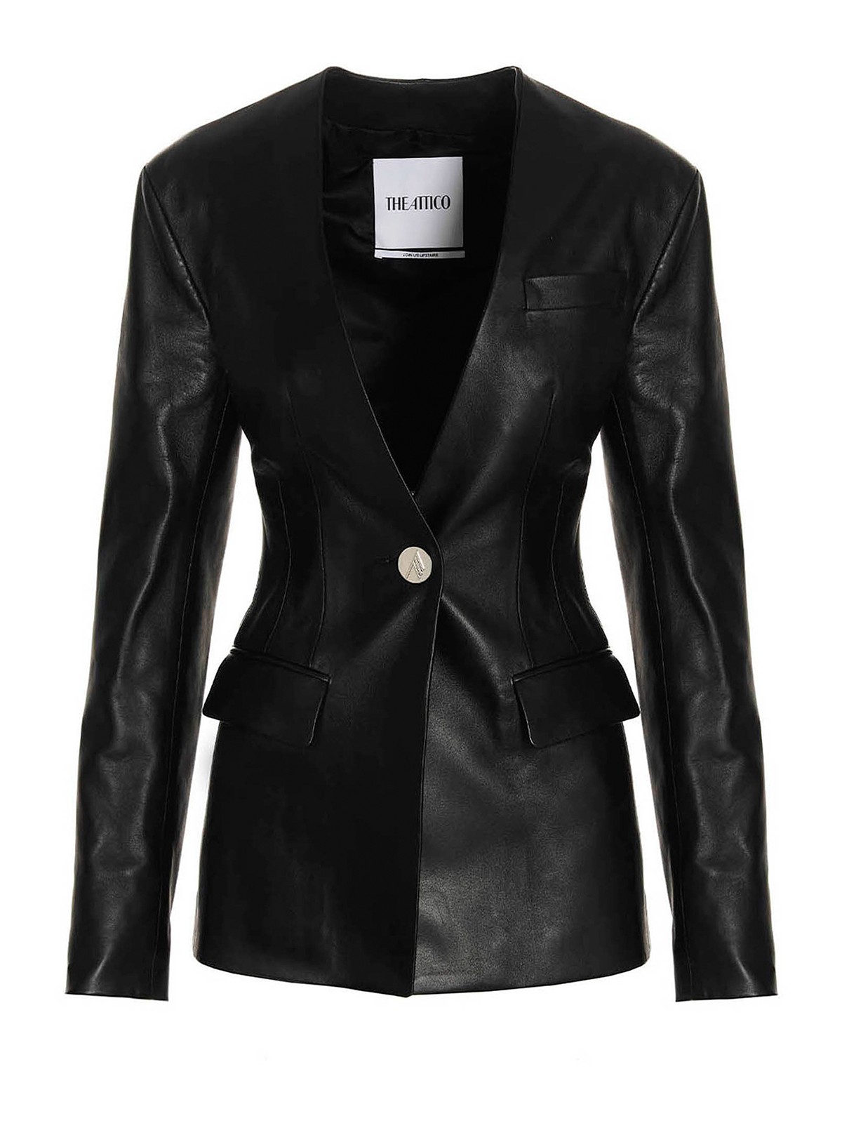 Leather jacket The Attico - Single-breasted leather blazer ...