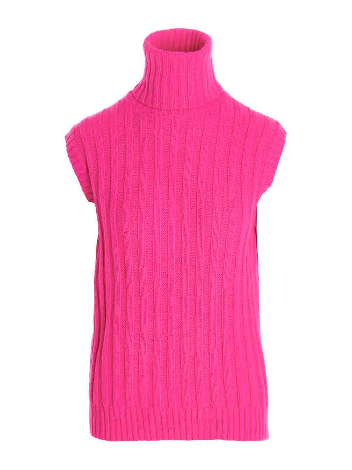 Vests Jejia - High neck ribbed vest - JEJIATURTLEGILETSHOCKPINKWOOL