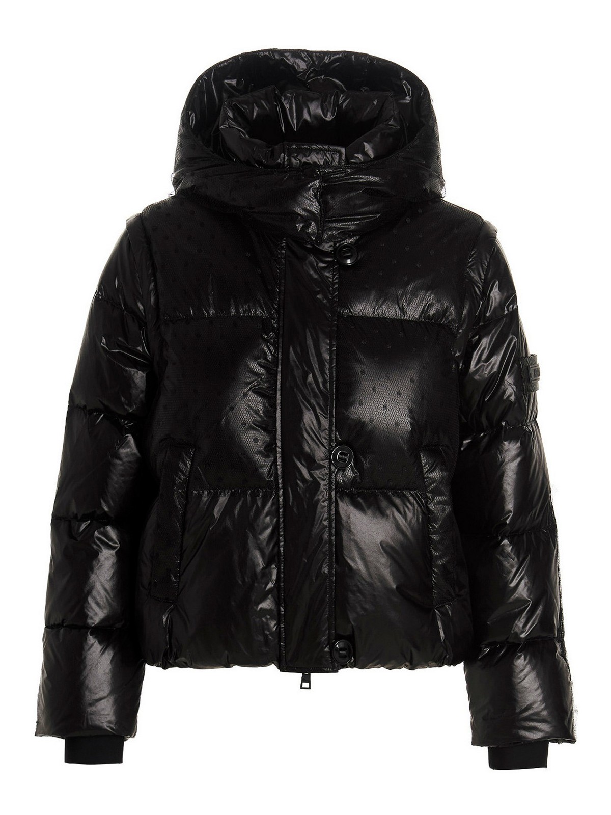 Padded jackets Valentino Red - Polck mesh insert down jacket ...