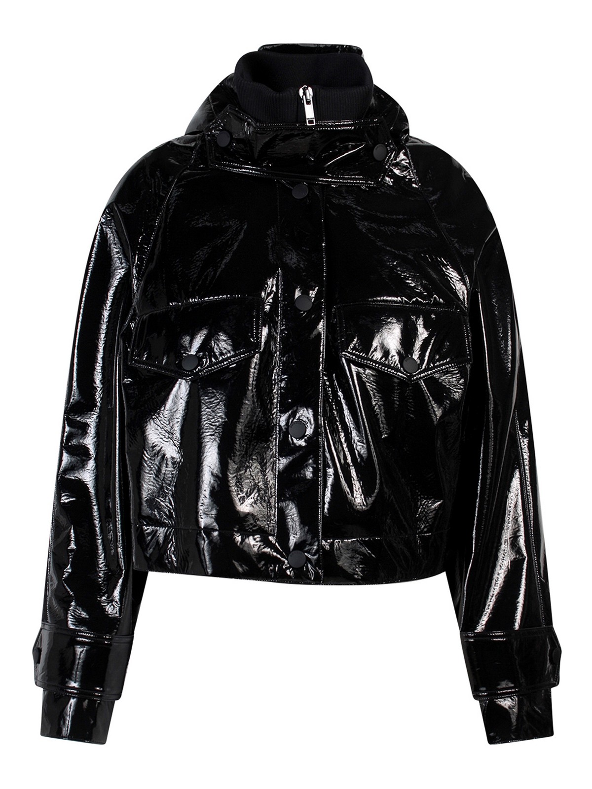 Leather jacket Dondup - Vinyl cropped jacket with hood - DJ502OF0186999
