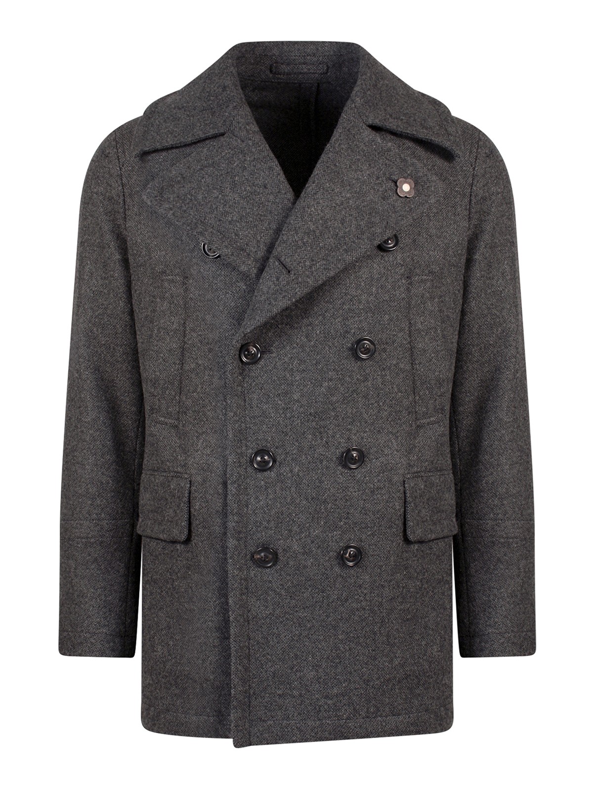 Short coats Lardini - Wool blend coat with removable pin ...