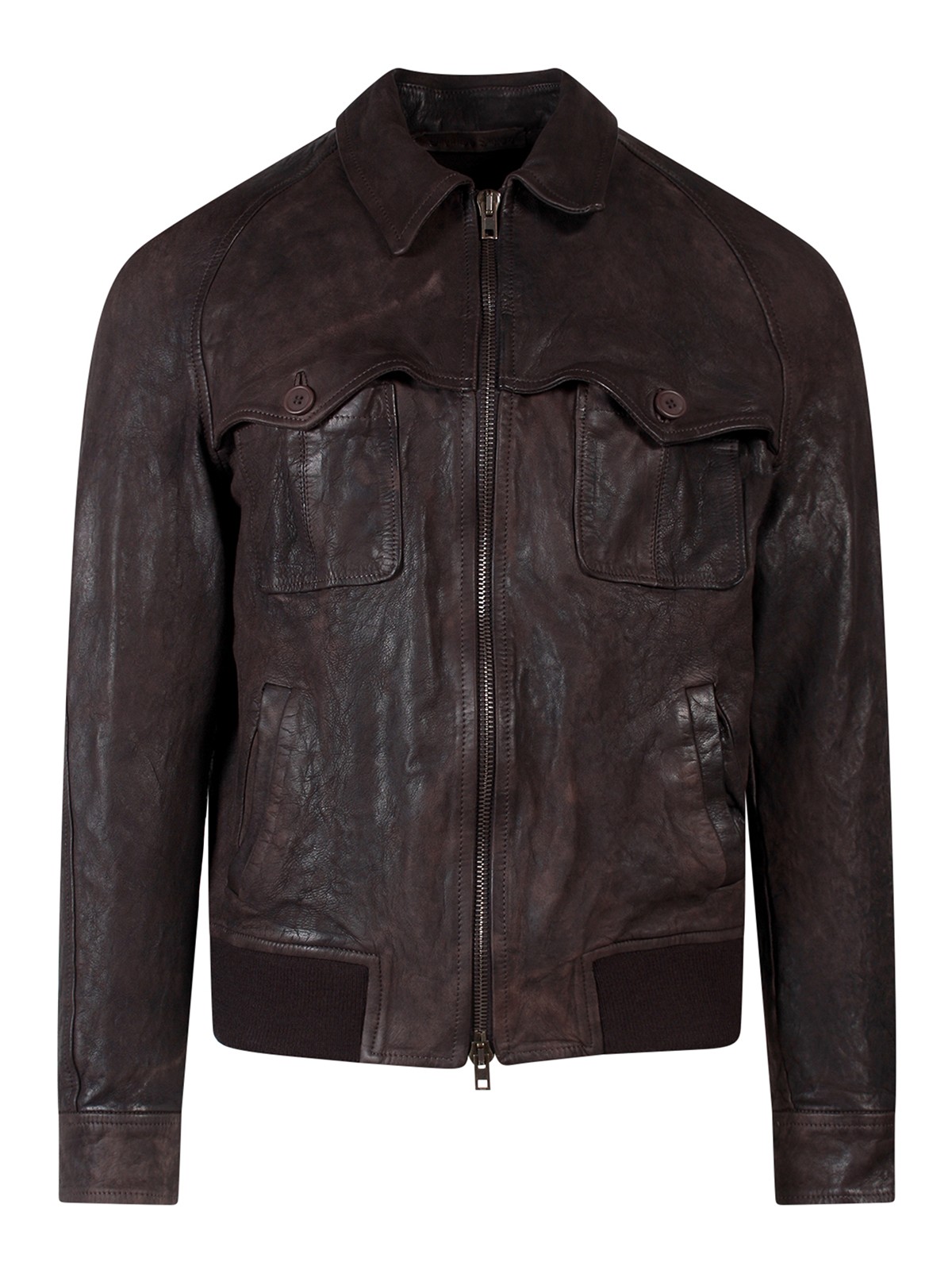 Leather jacket Salvatore Santoro - Leather jacket with vintage effect ...