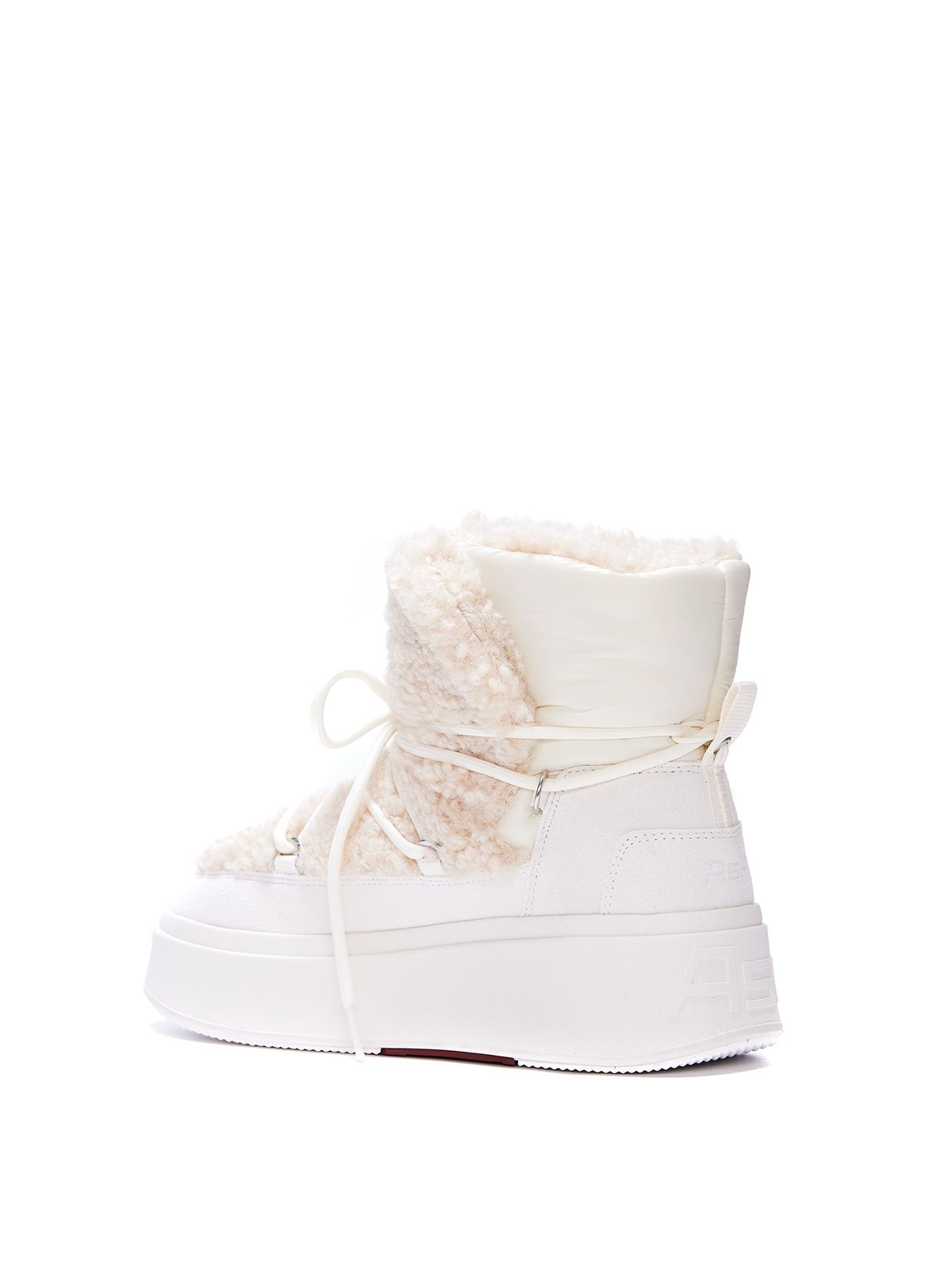 shearling trim lace up ankle boots