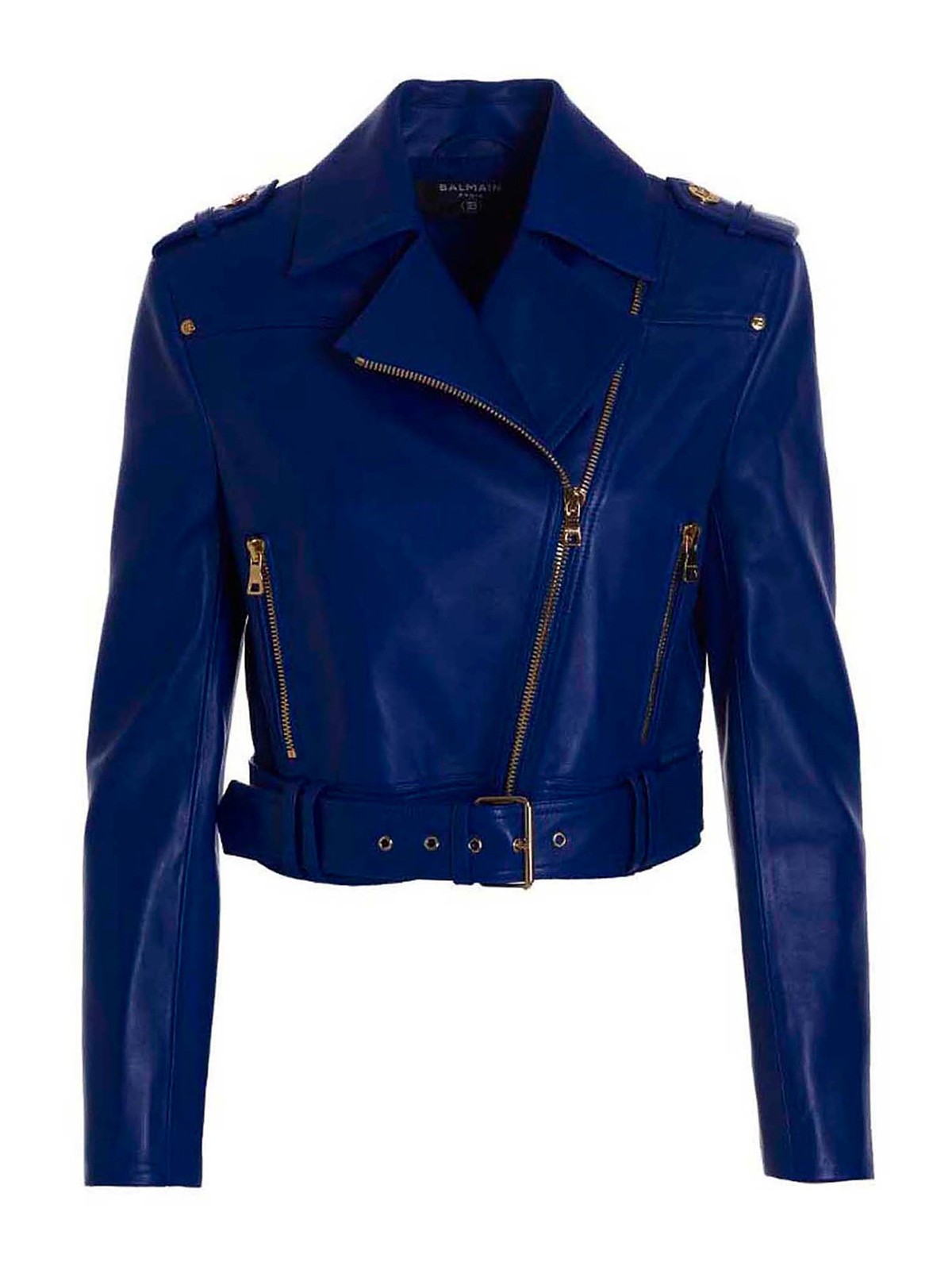 Leather jacket Balmain - Leather cropped jacket - AF1TD055LB246CH