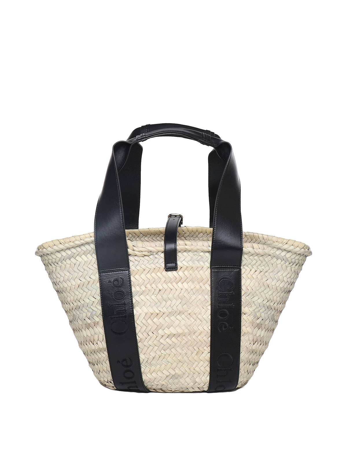 Totes bags Chloe' - Straw bag with logoed leather handles - C23SS303J66001