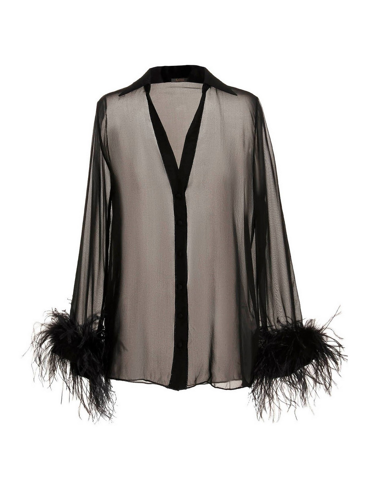 Blouses Oséree - Feather silk blouse - OFC121BLACK | Shop online at iKRIX