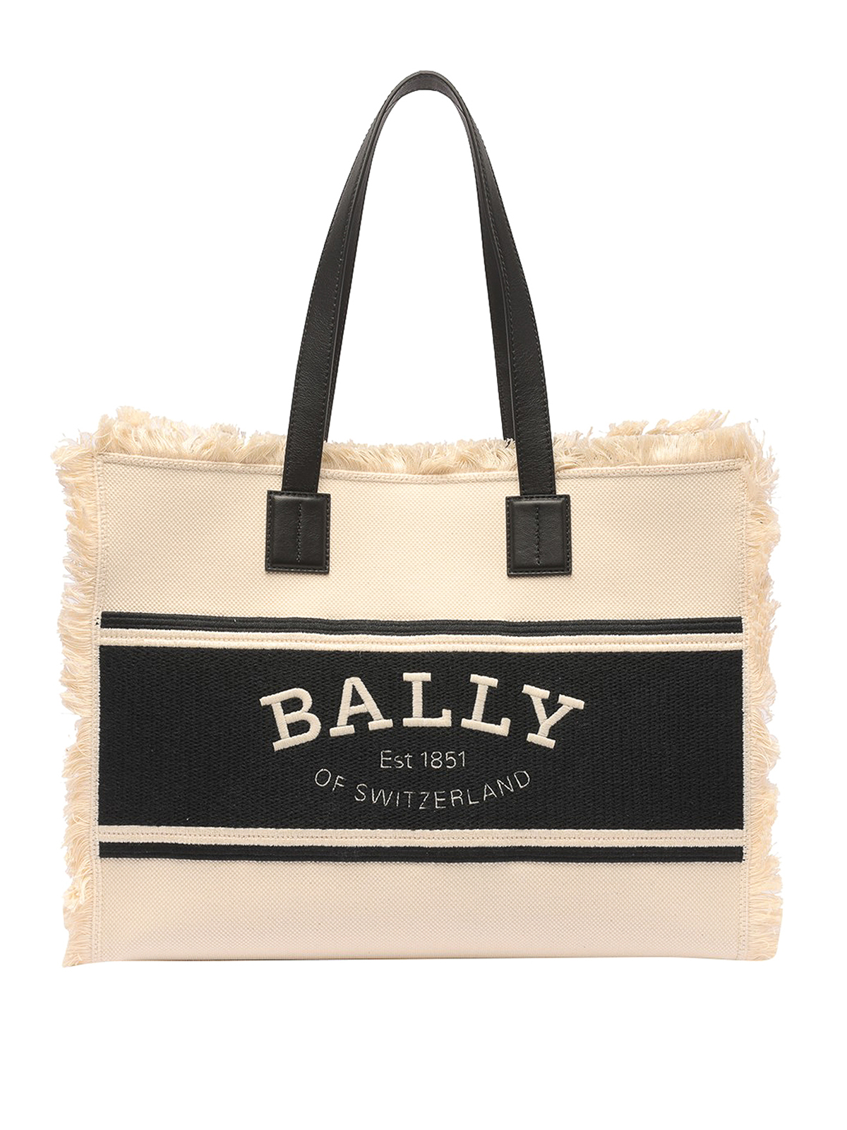 Totes bags Bally - Crystalia canvas bag with fringes and logo ...