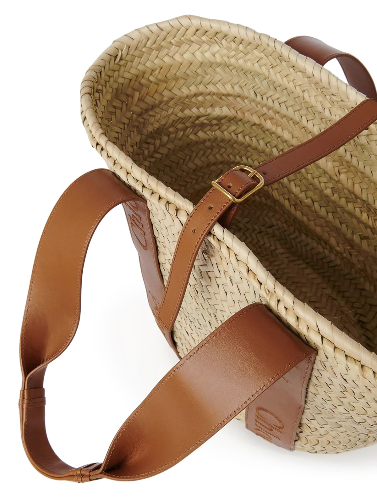 Totes bags Chloe' Straw bag with leather handles and logo