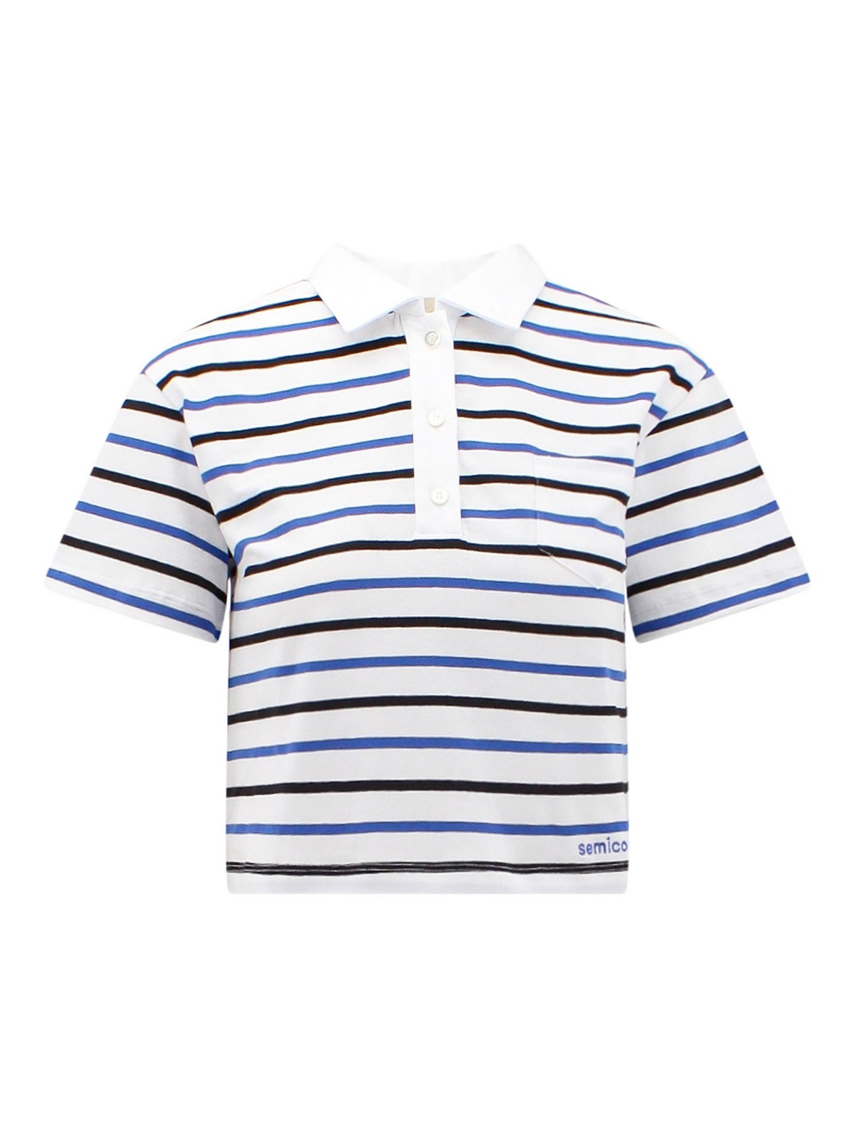 Polo shirts Semicouture - Cotton polo shirt with striped motif