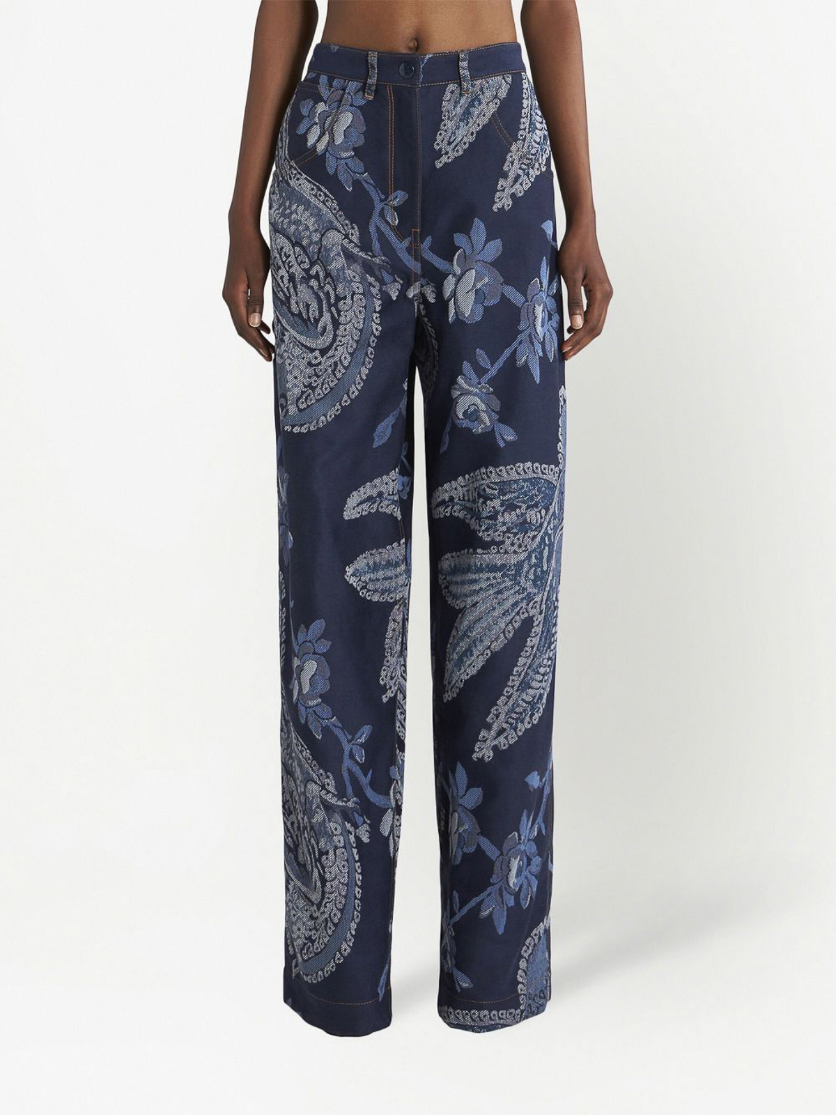Moeras mosterd hun Casual trousers Etro - Jacquard high-rise straight-leg jeans - 125151618200